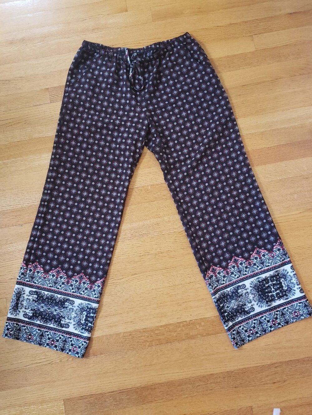 Y2K BeBop Bohemian Flowy Drawstring Pants  Festival Hippie Look Size Large